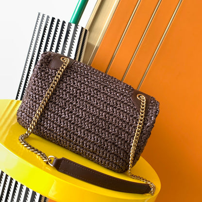 YSL Niki Medium Chain Bag In Raffia
