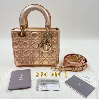 Lady Dior ABCdior Small Pink Irediscent and Metallic Cannage Lambskin Handbag Rovelle Bags