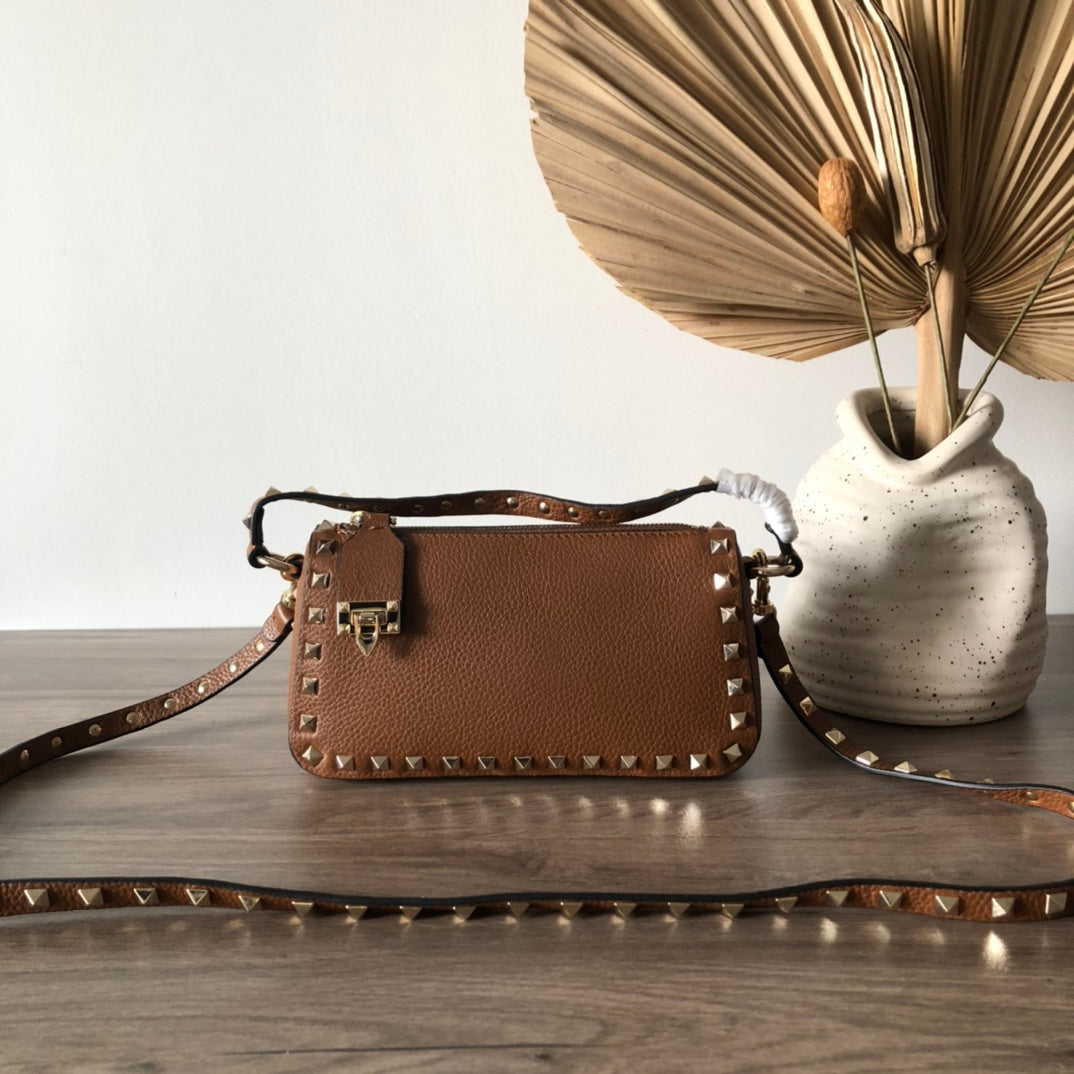 Valentino Garavani Small Rockstud  Grainy  Crossbody Bag