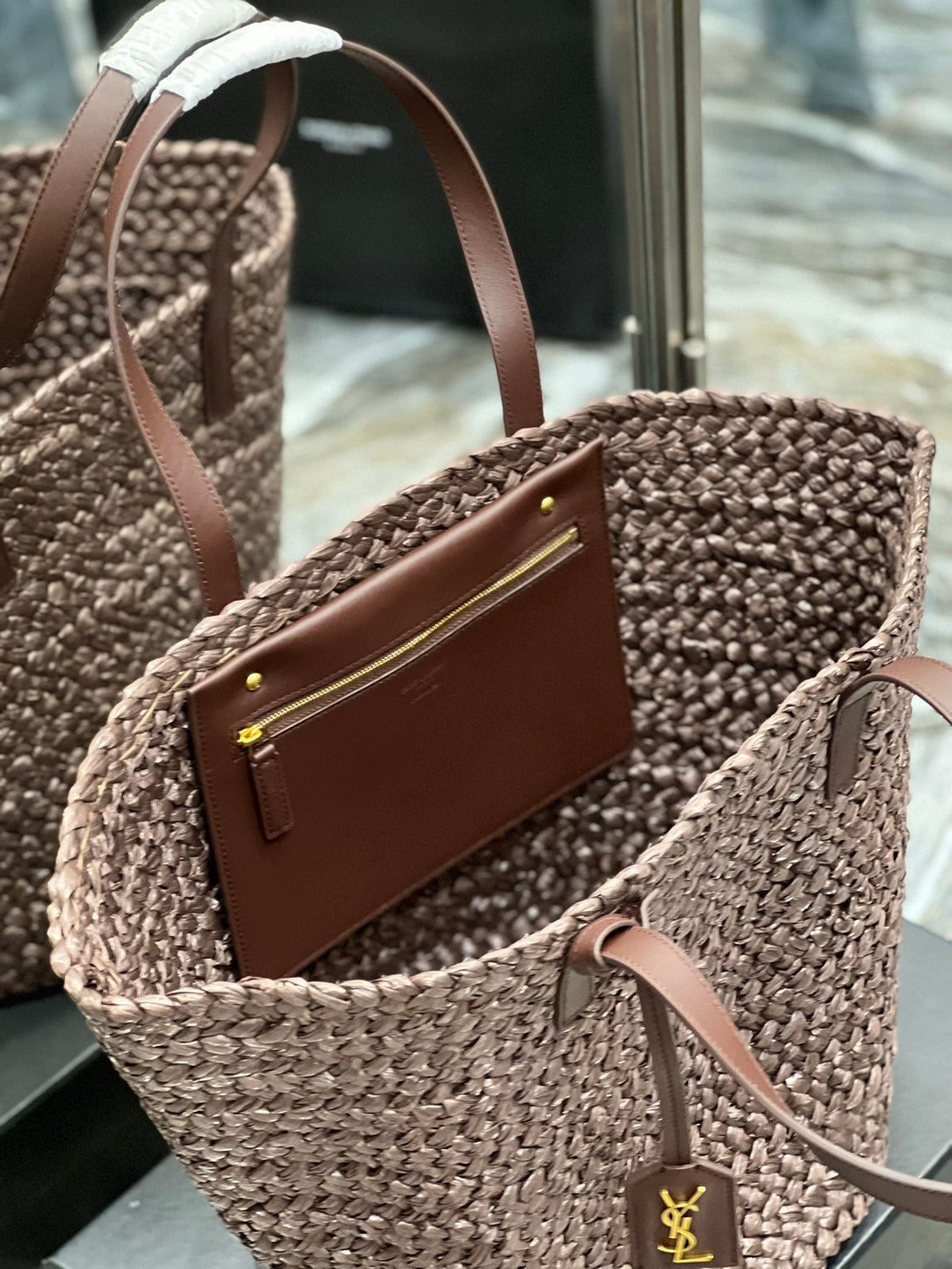 YSL Painer Medium Bag In Raffia