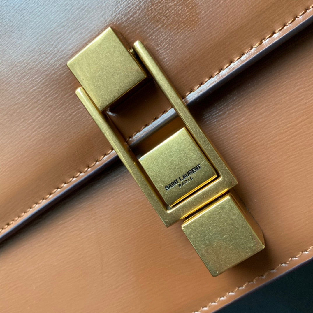 YSL LE CARRE SATCHEL IN BOX SAINT LAURENT LEATHER