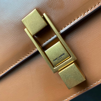 YSL LE CARRE SATCHEL IN BOX SAINT LAURENT LEATHER