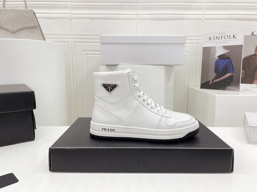 Prada Downtown Leather High Top Sneakers
