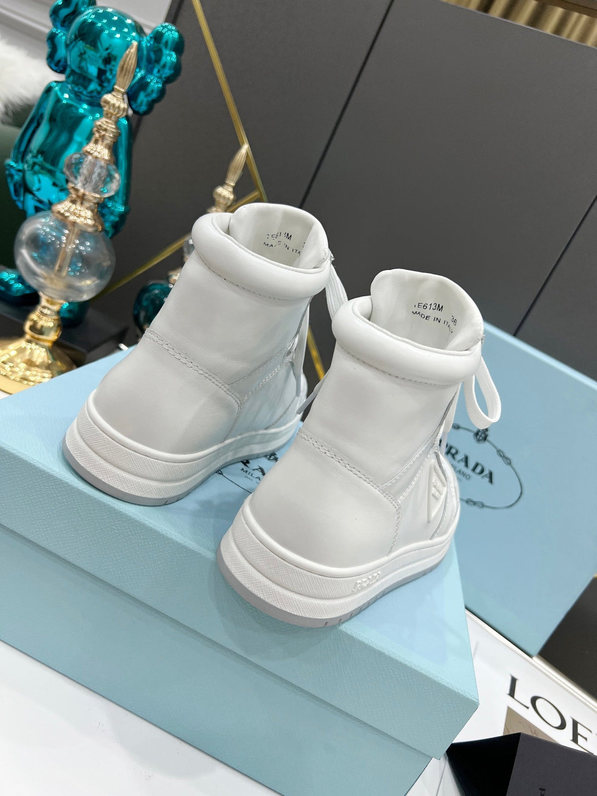 Prada Downtown Leather High Top Sneakers