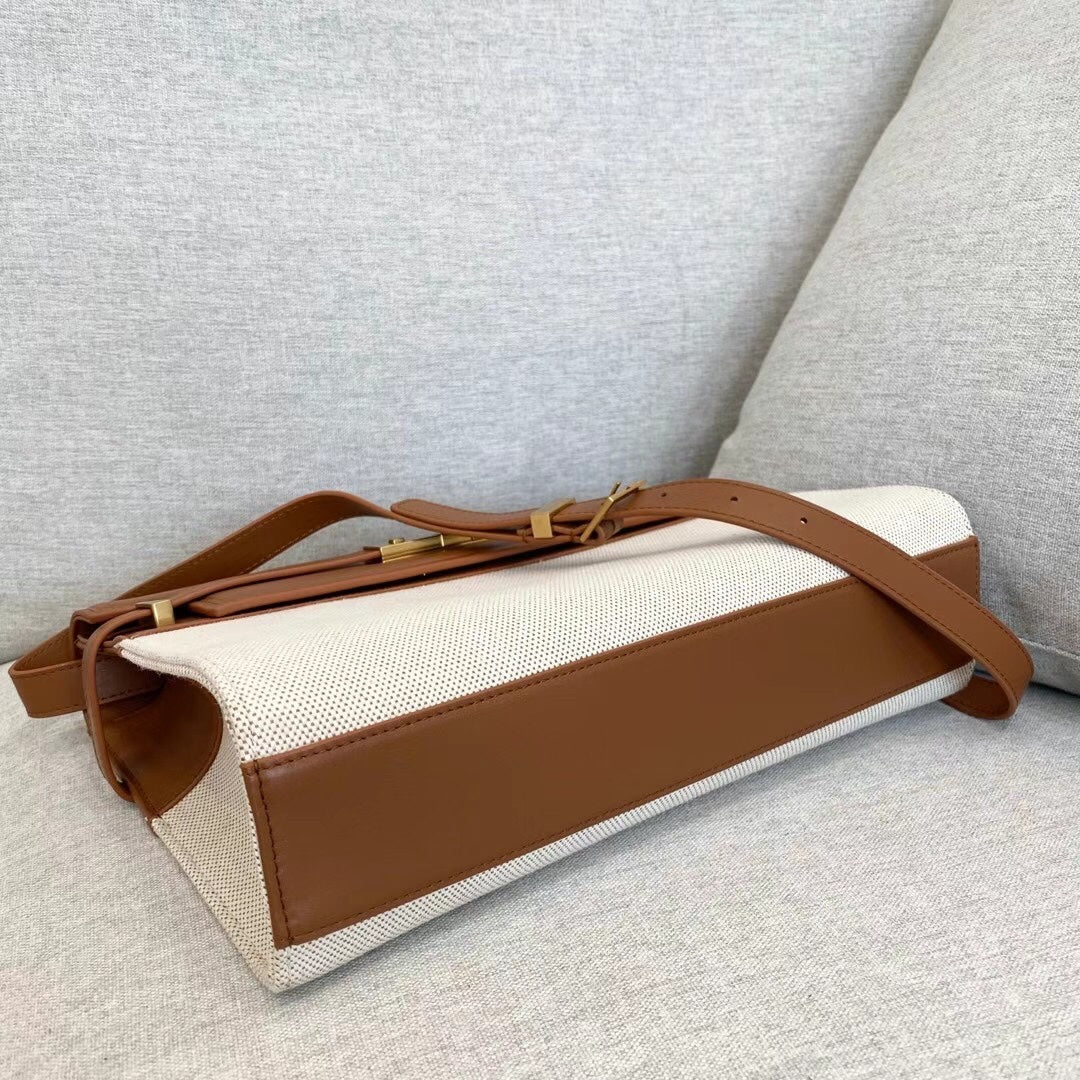YSL Manhattan Shoulder Bag In Canvas And Leather