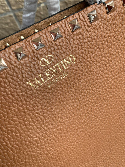 Valentino Garavani Rockstud Calfskin Grainy Tote Bag
