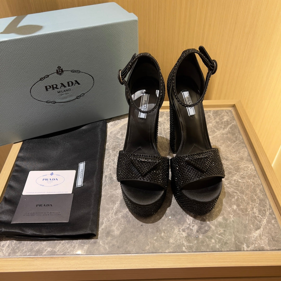 Prada Satin Platform With Crystals