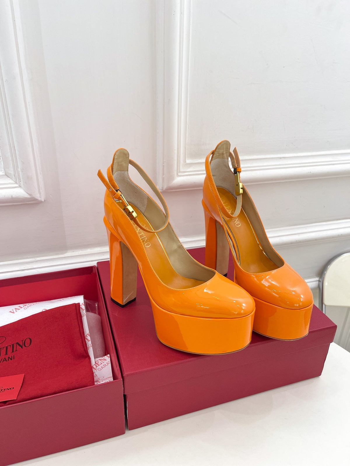 Valentino Tan-go Platform Patent Leather Sandal 155MM