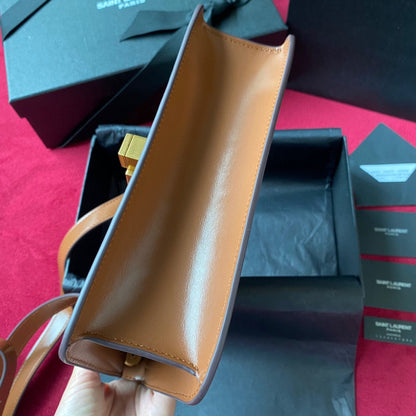 YSL LE CARRE SATCHEL IN BOX SAINT LAURENT LEATHER