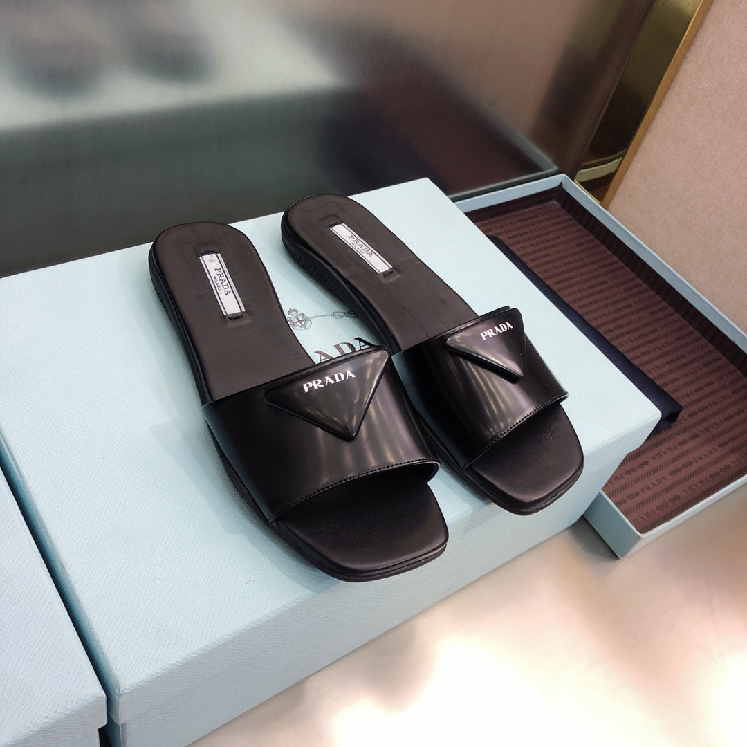 Prada Brushed Leather  Slides