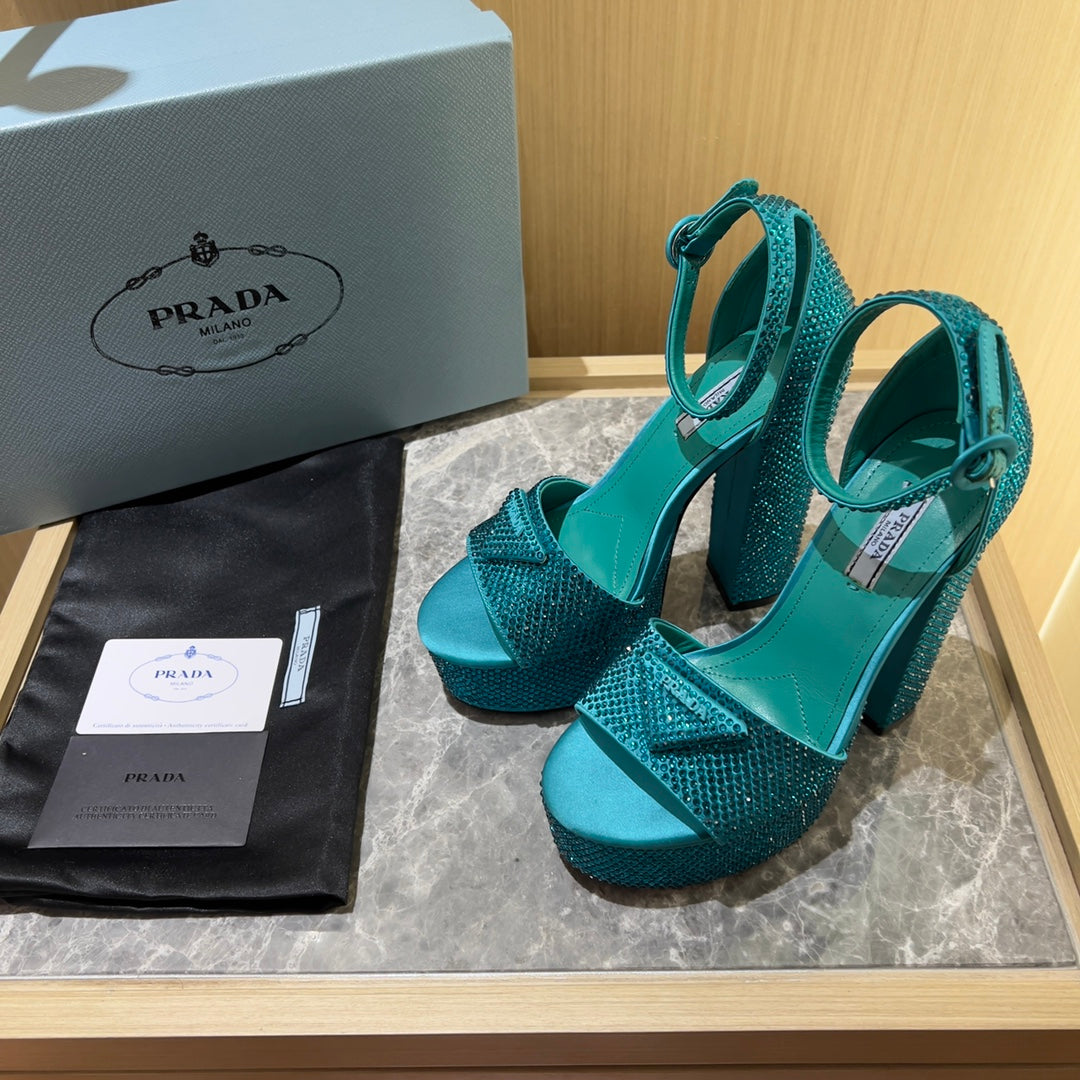 Prada Satin Platform With Crystals