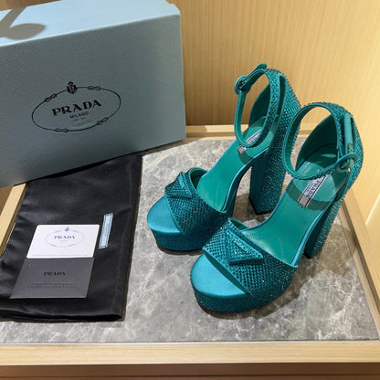Prada Satin Platform With Crystals