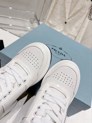 Prada Downtown High Heel Leather Sneakers