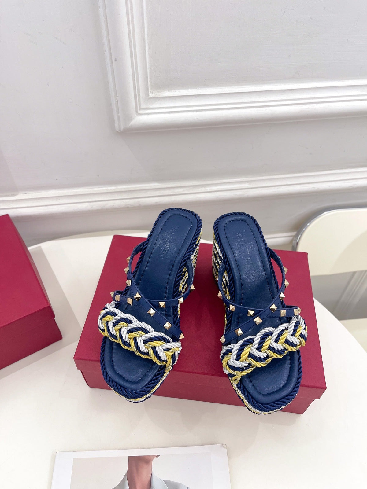 Valentino Rockstud Wedge Sandals