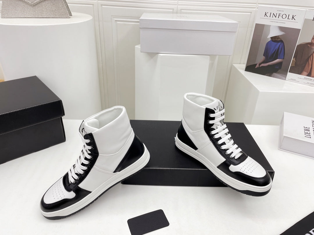 Prada Downtown Leather High Top Sneakers