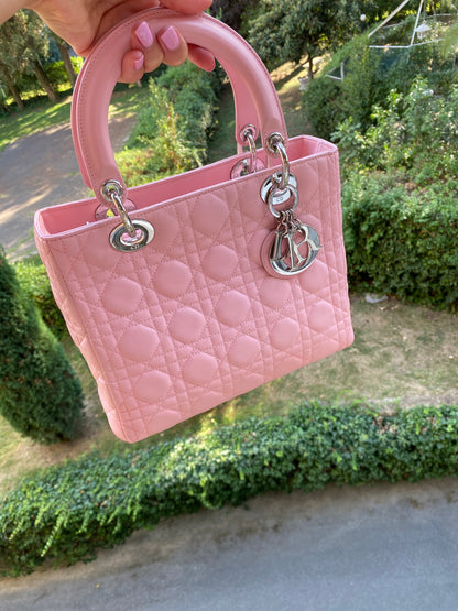 Dior Lady Dior Leather Canvas Handbag Rovelle Bags
