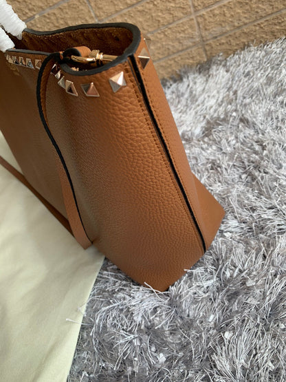 Valentino Garavani Rockstud Calfskin Grainy Tote Bag