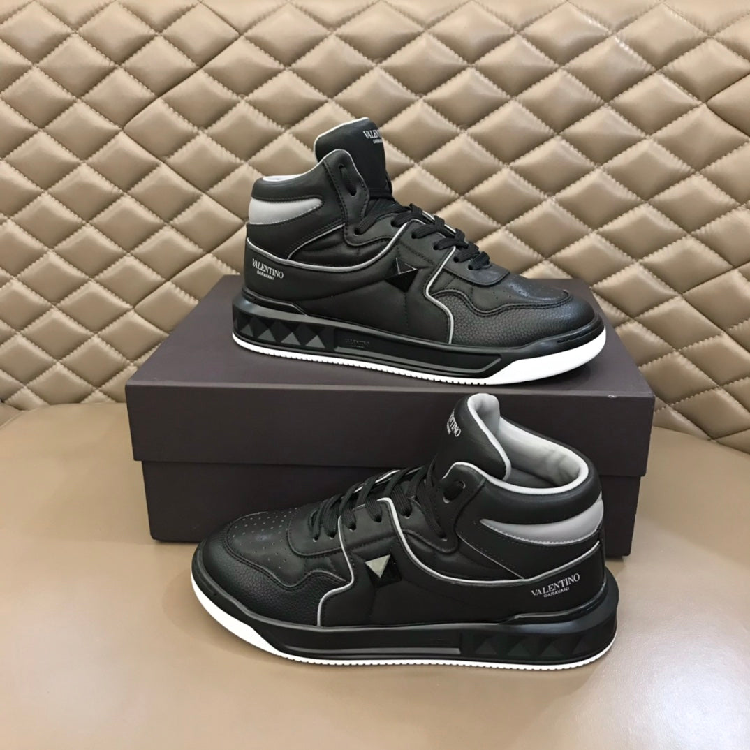 Valentino One Stud High Top Nappa Sneakers
