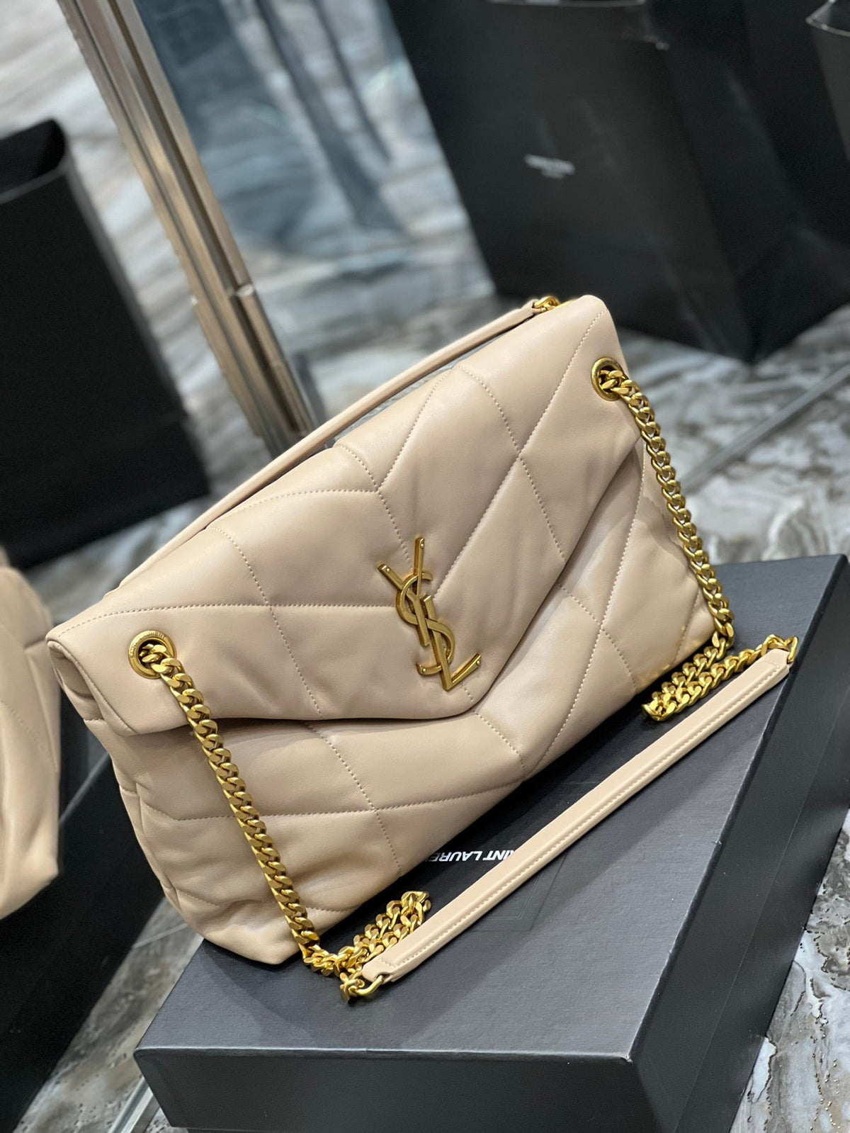 YSL PUFFER MEDIUM BAG IN QUILTED LAMBSKIN
