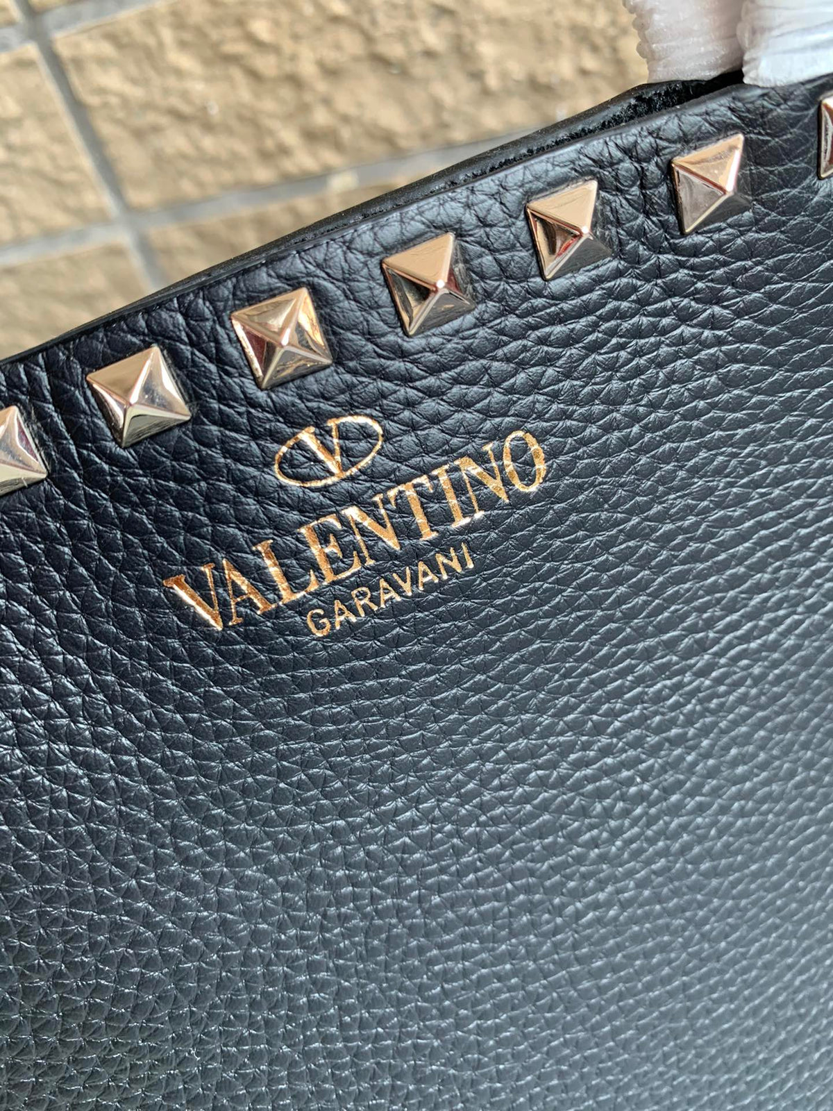 Valentino Garavani Rockstud Calfskin Grainy Tote Bag