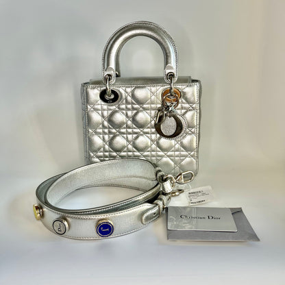 Lady Dior ABCdior Small Silver Cannage Lambskin Handbag Rovelle Bags