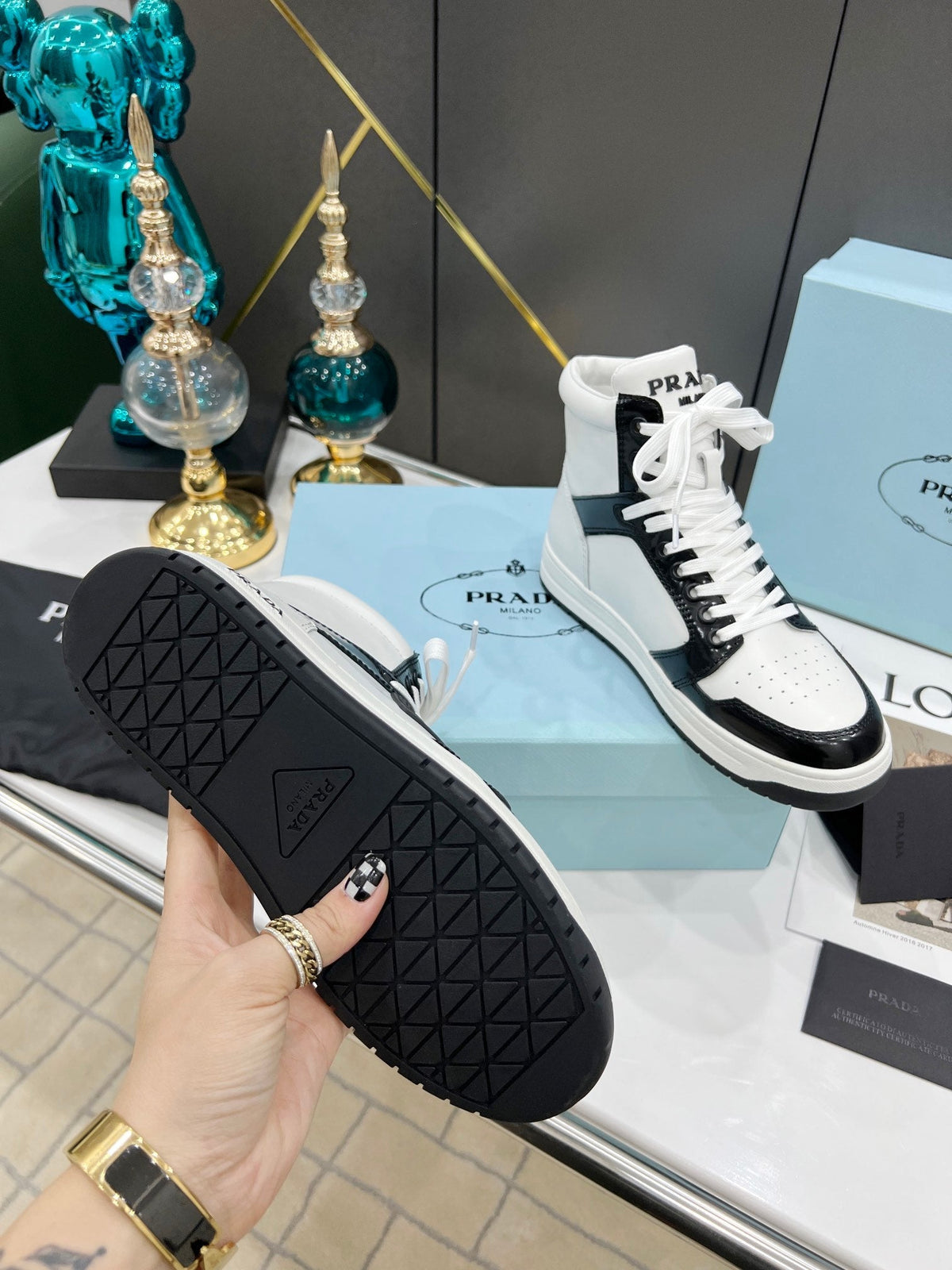 Prada District Leather Sneakers