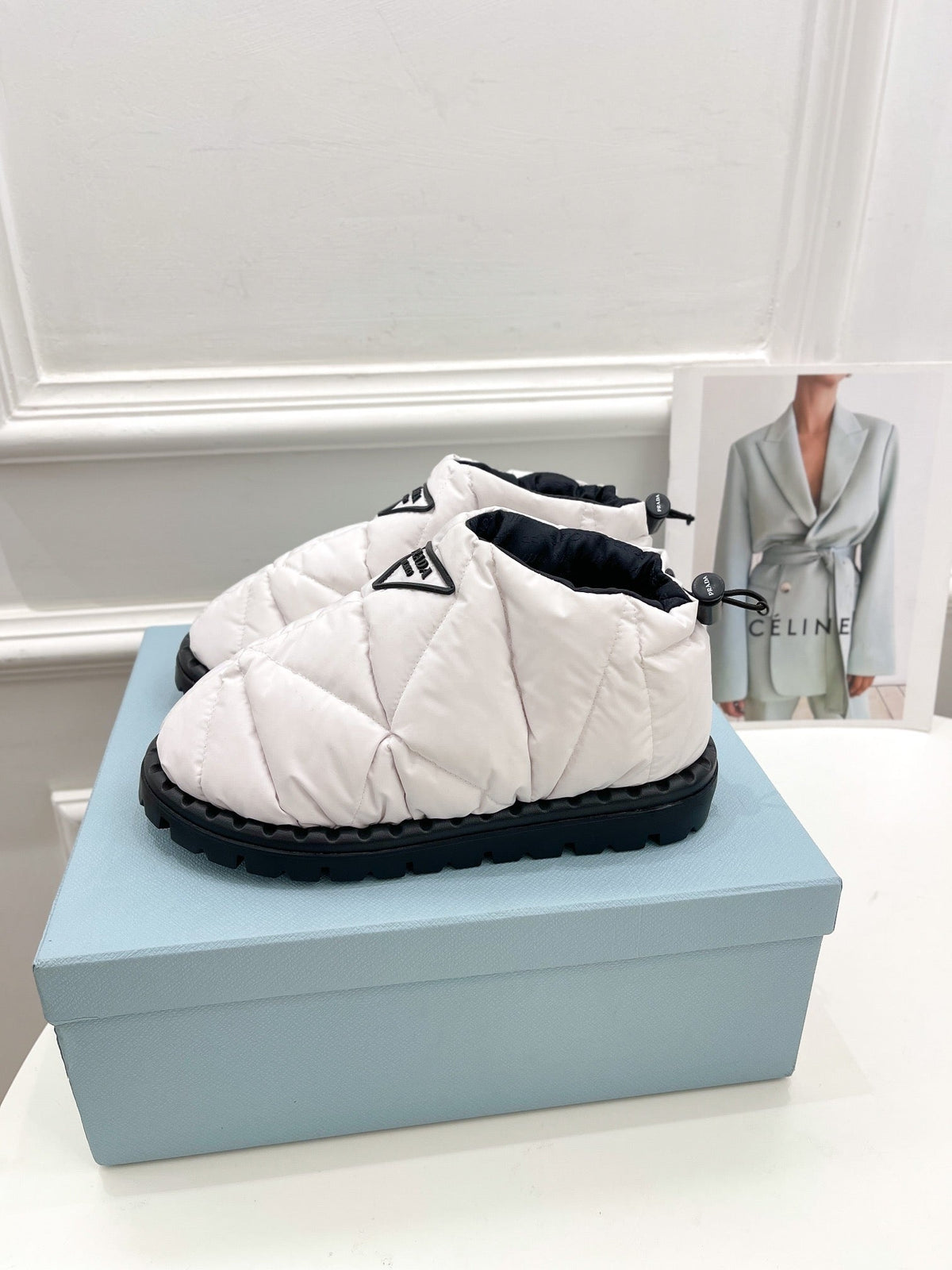 Prada  Paddled Nylon Slip on Shoes