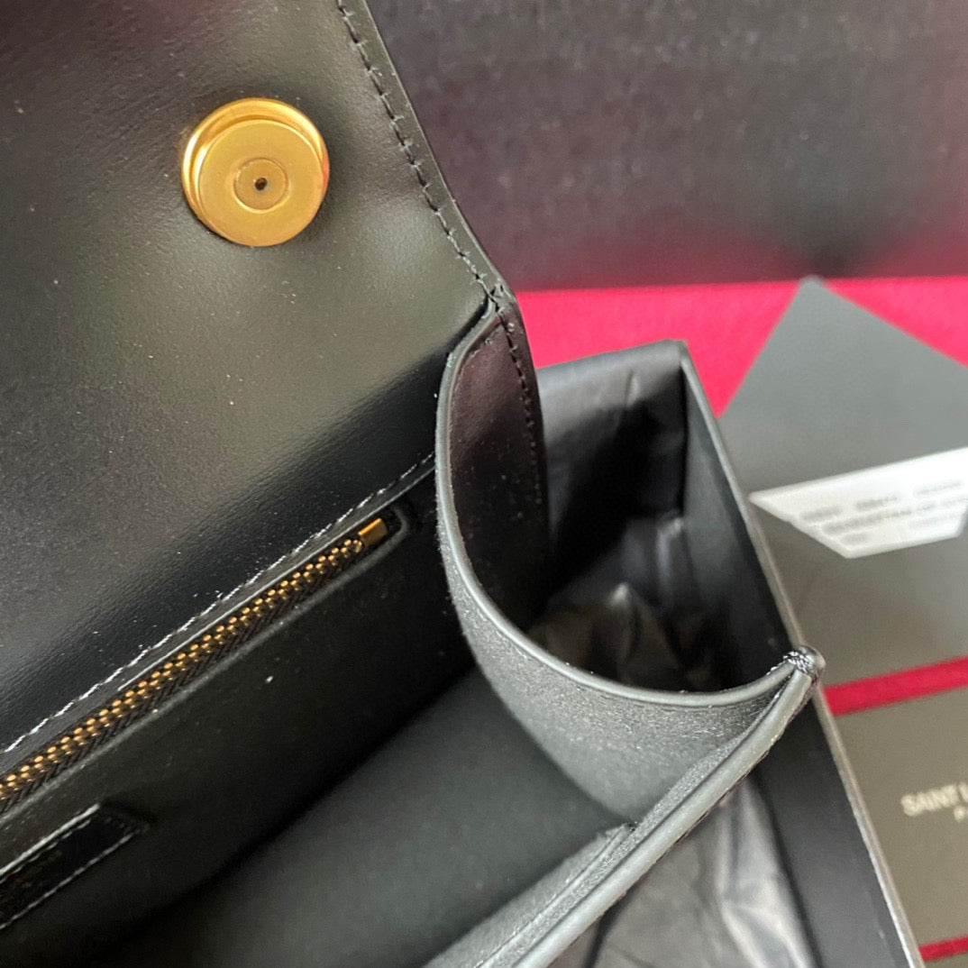 YSL LE CARRE SATCHEL IN BOX SAINT LAURENT LEATHER