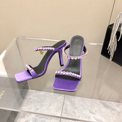Versace Medusa Rhinestone Mules