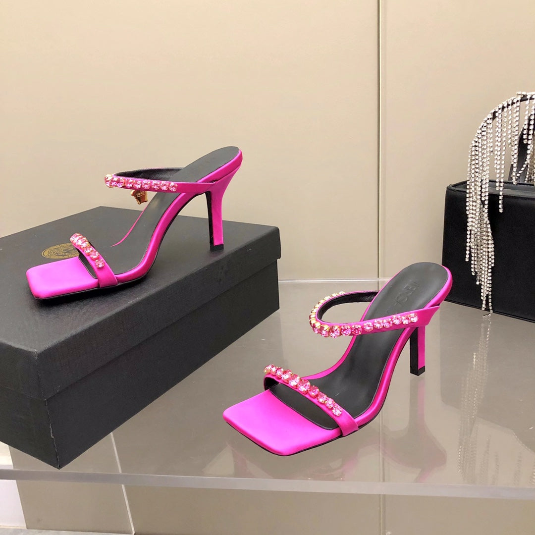 Versace Medusa Rhinestone Mules