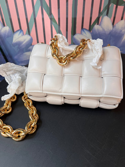 Bottega Veneta Chain Cassete Ecru with gold chain