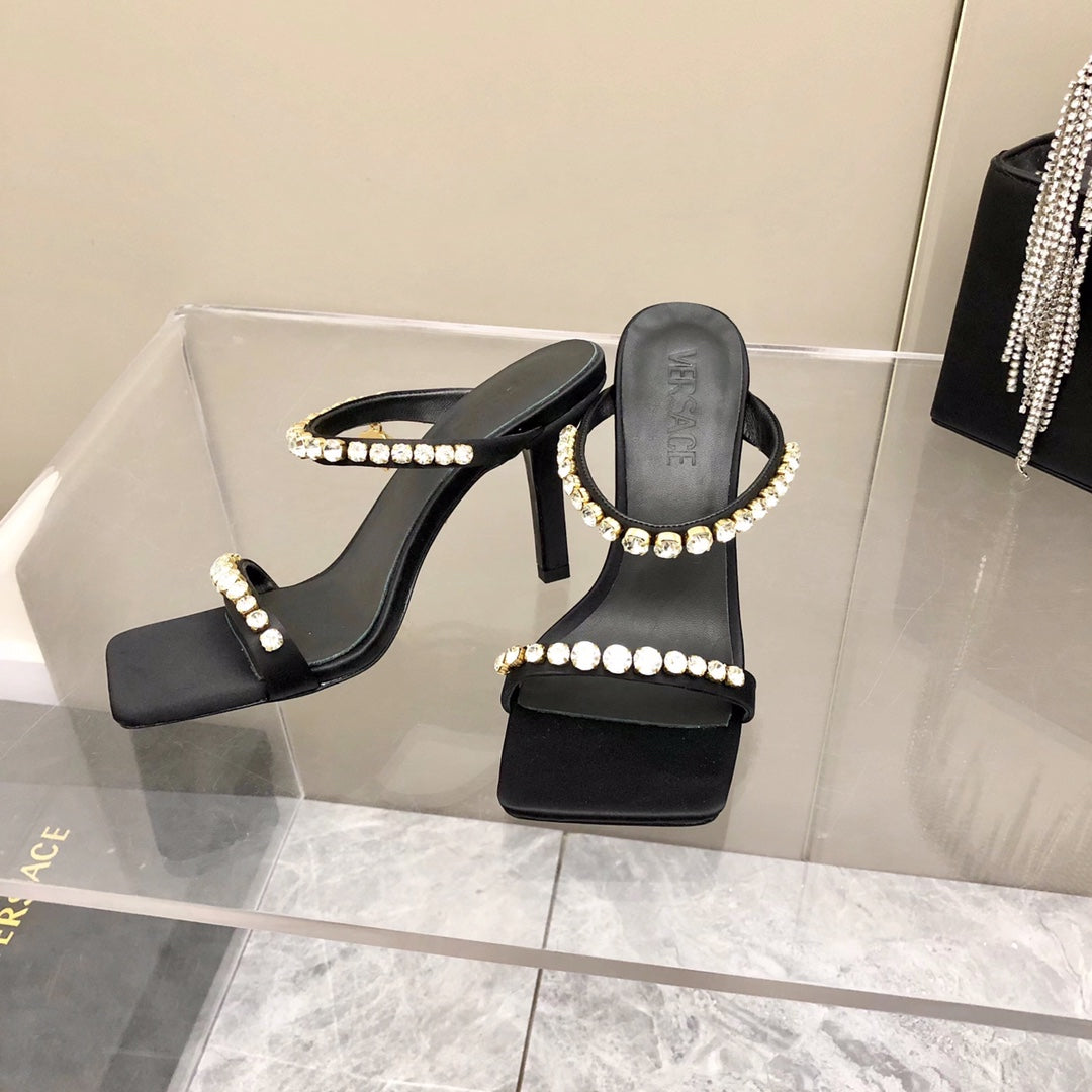 Versace Medusa Rhinestone Mules