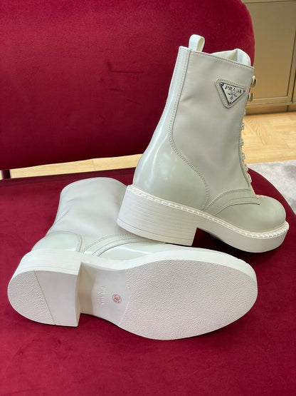 Prada Brushed-Leather and Re-Nylon Boots