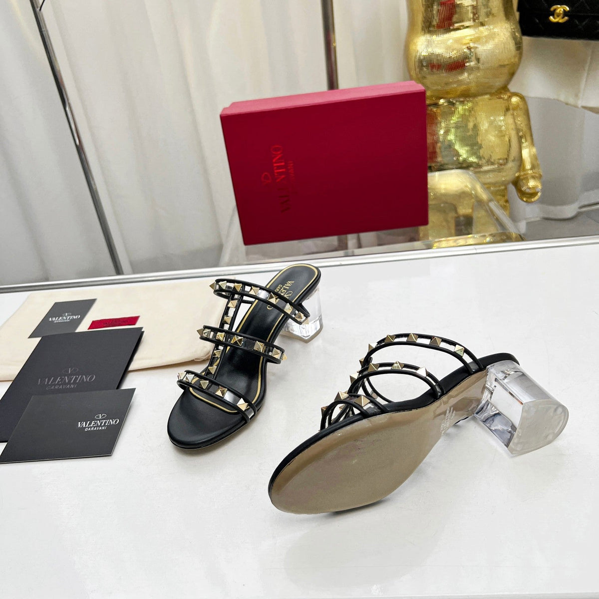 Valentino Leather Slide Sandal 60 MM