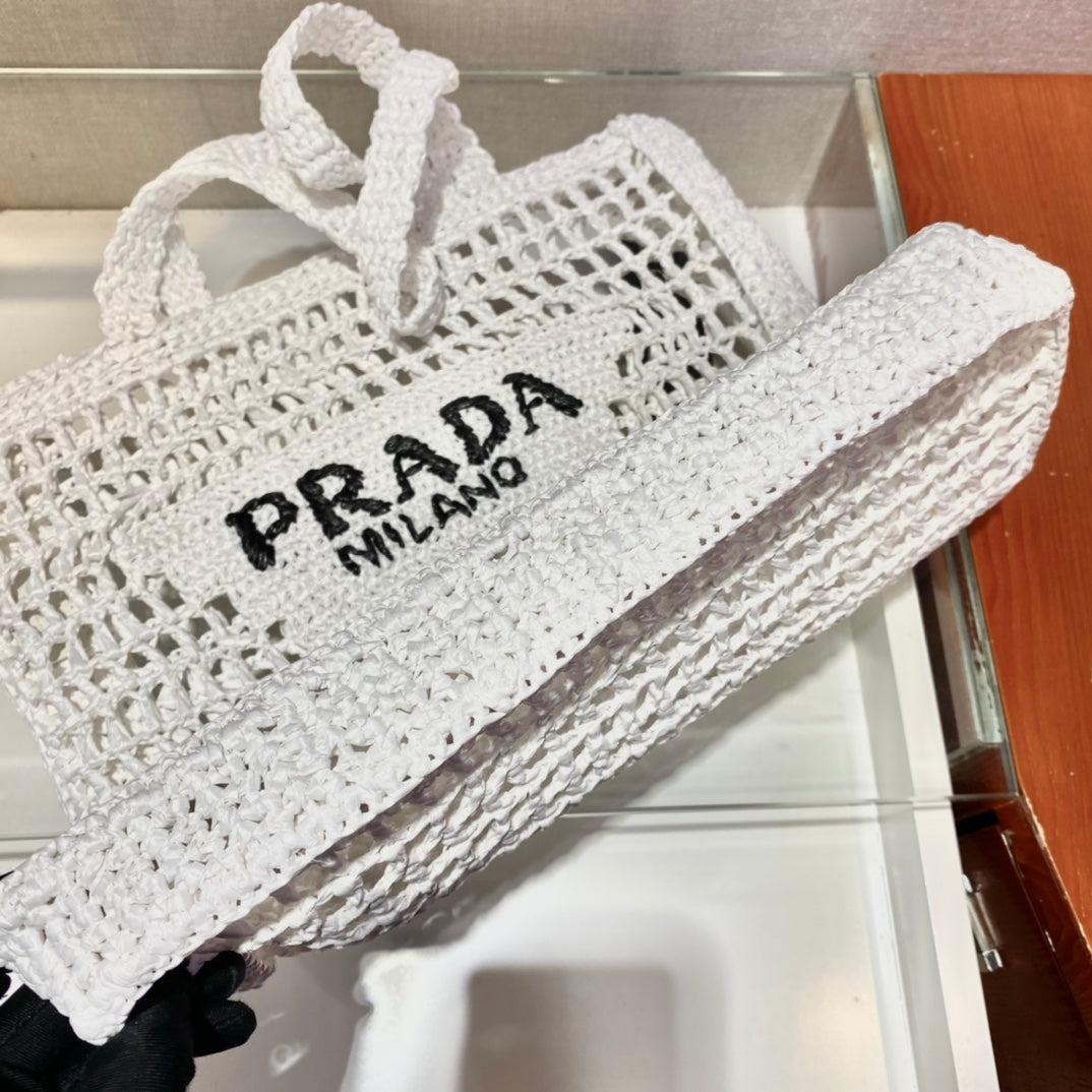 Prada Raffia Tote Bag