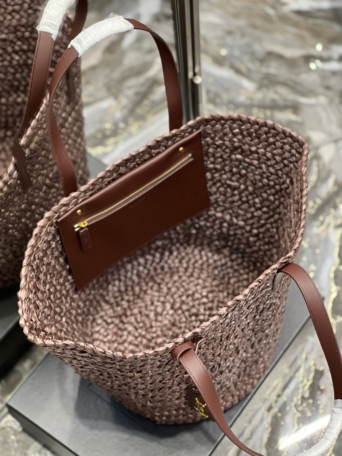 YSL Painer Medium Bag In Raffia