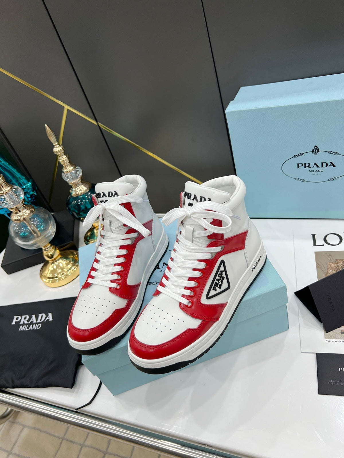 Prada District Leather Sneakers