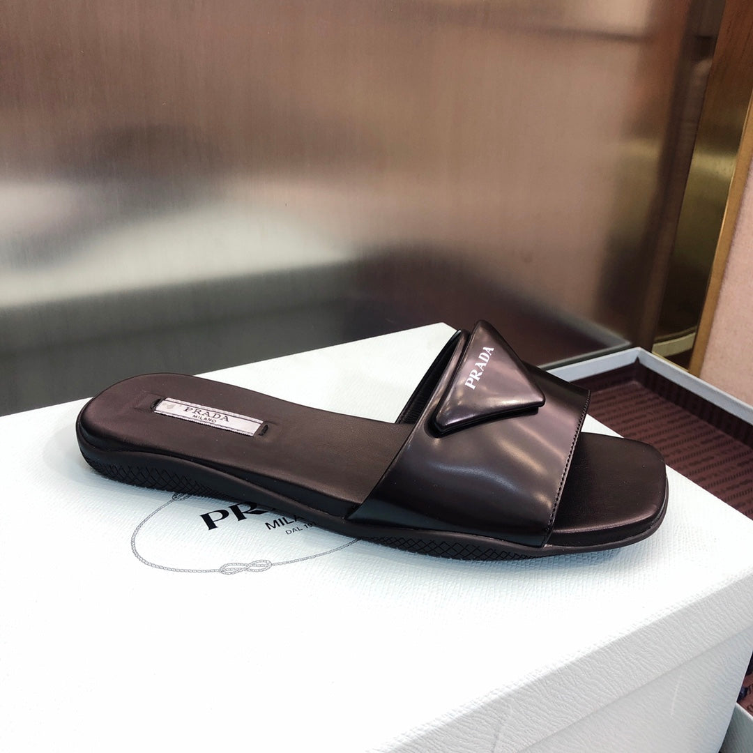 Prada Brushed Leather  Slides