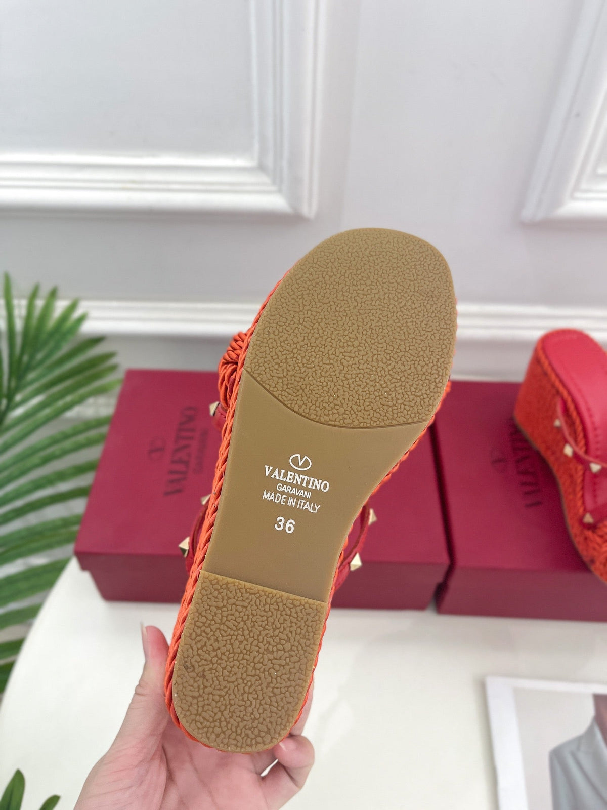 Valentino Rockstud Wedge Sandals