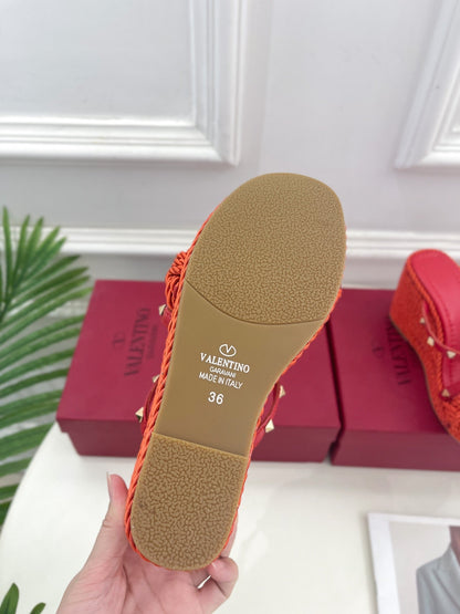Valentino Rockstud Wedge Sandals