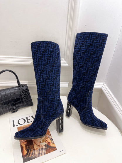 Fendi High-heeled  FF Chenille Boots