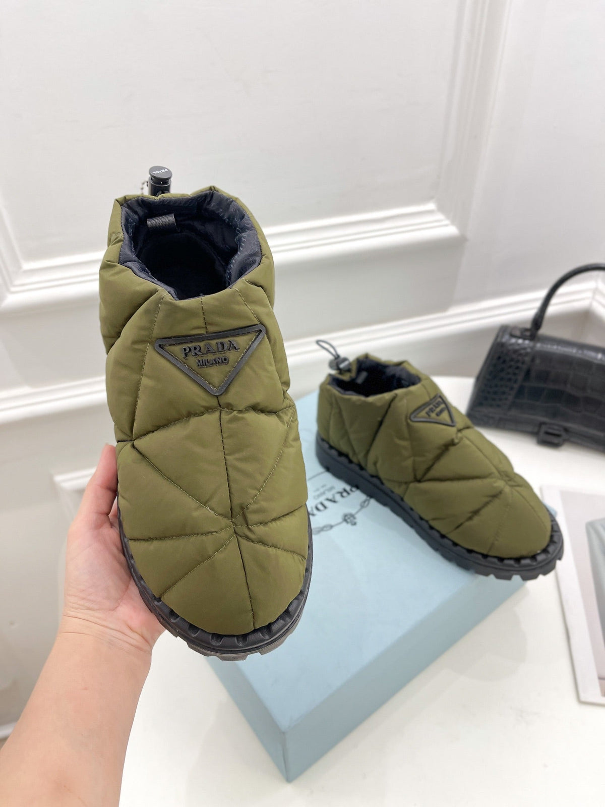 Prada  Paddled Nylon Slip on Shoes