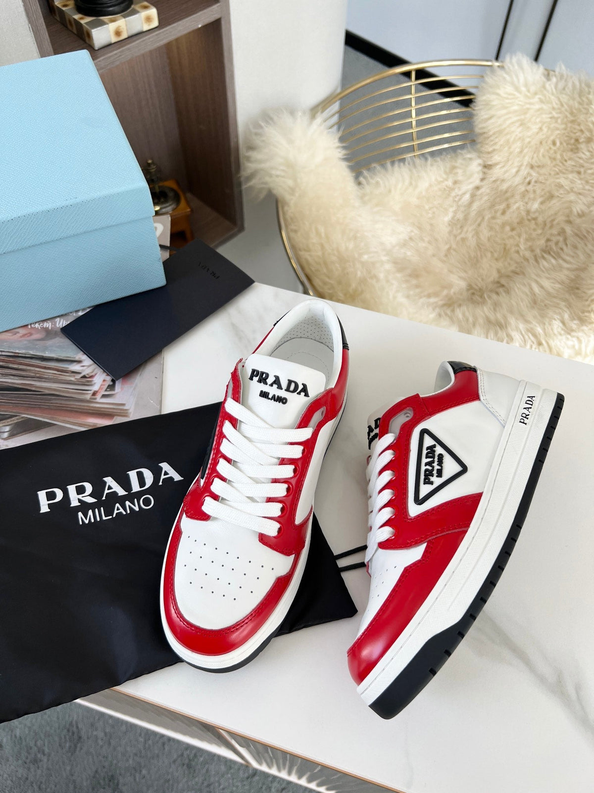 Prada District Leather Sneakers