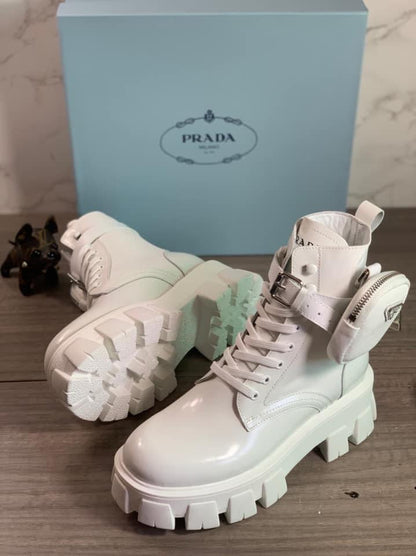 Prada Monolith brushed Rois Leather And Nylon Boots