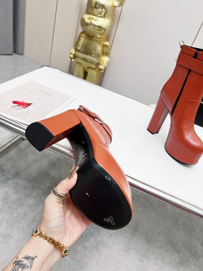 YSL  Cherry Buckle Platform Boots