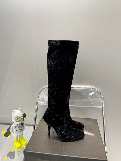 YSL  Talia Boots In Velvet