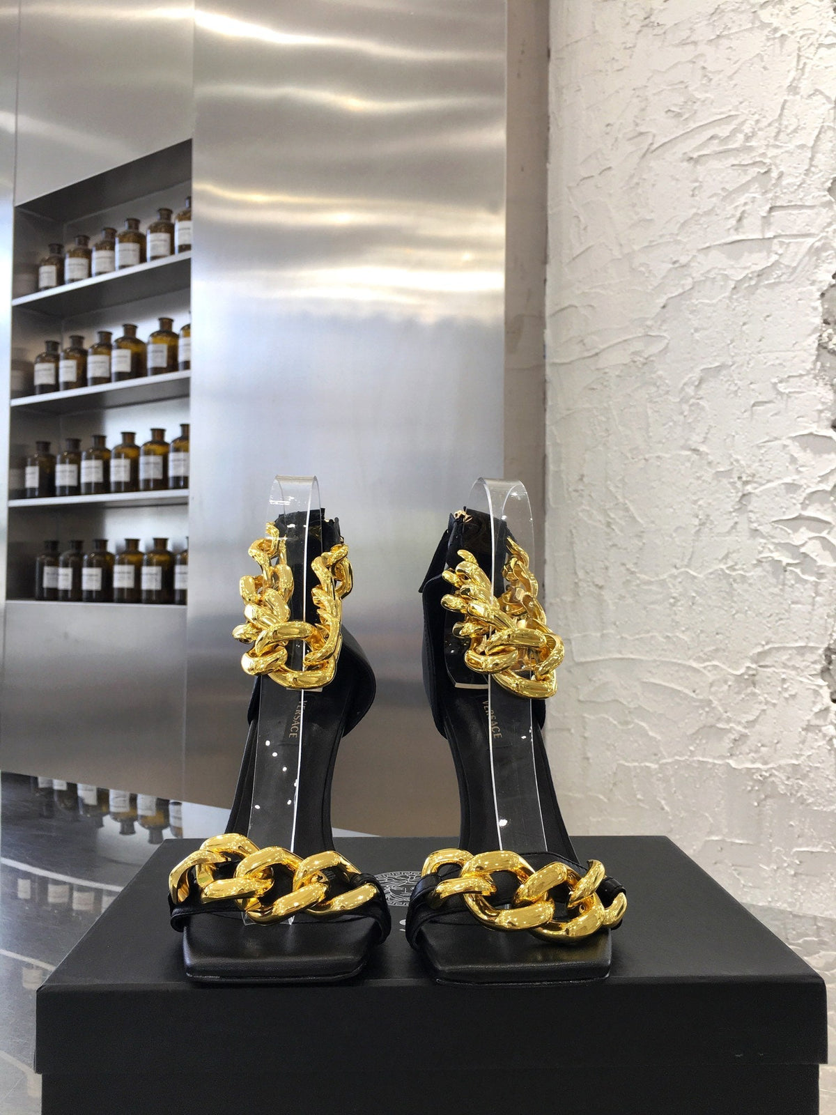 Versace  Medusa Chain Nappa Leather Sandals