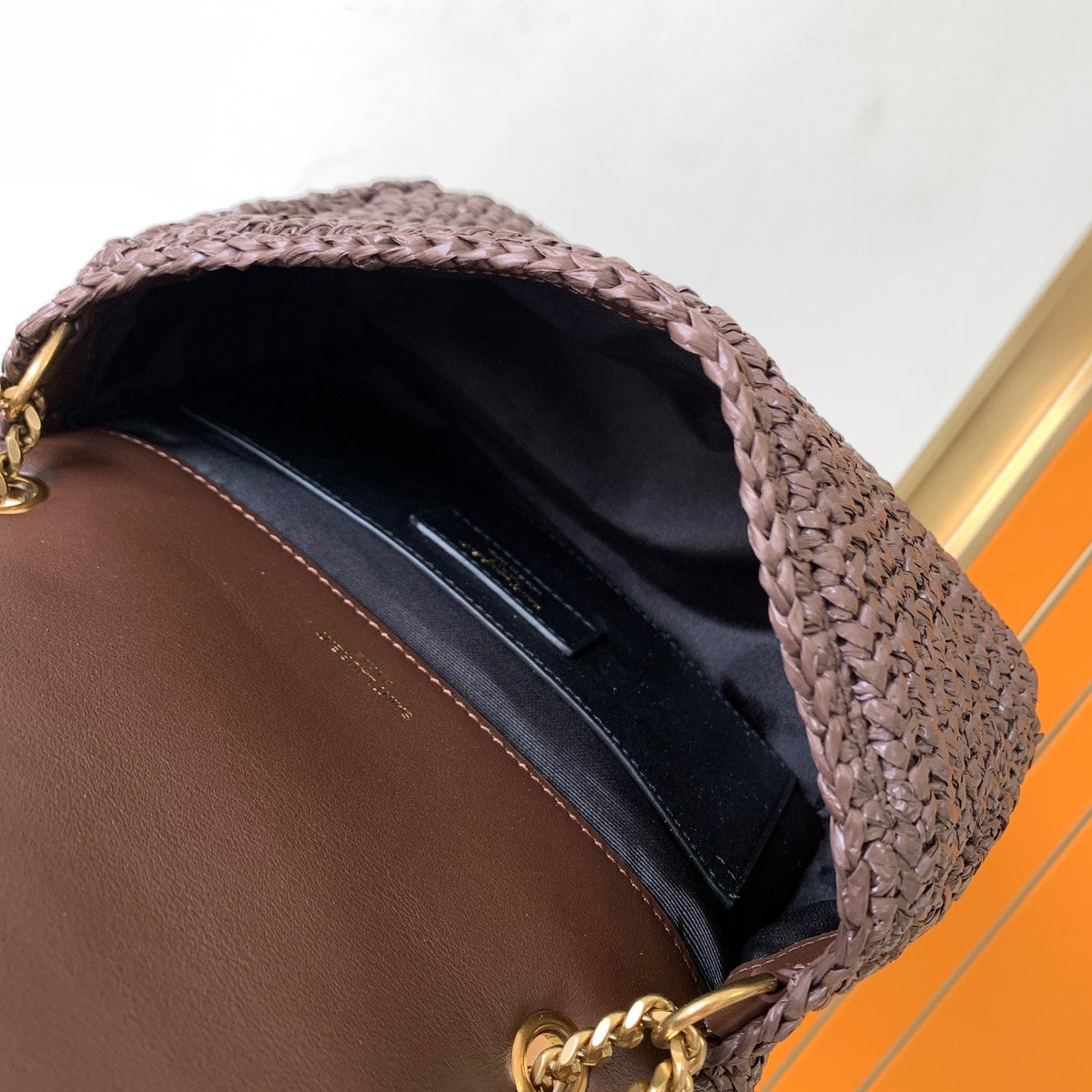 YSL Niki Medium Chain Bag In Raffia