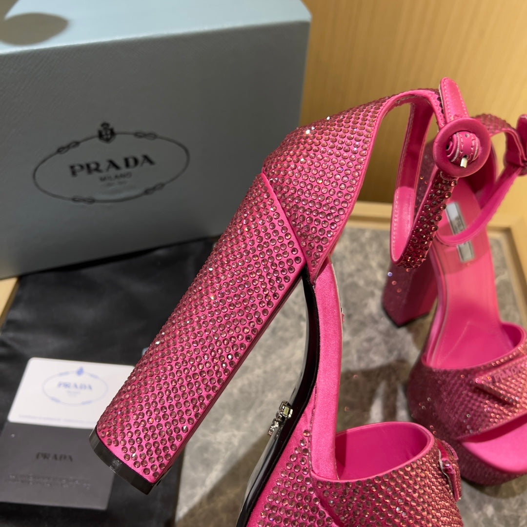 Prada Satin Platform With Crystals