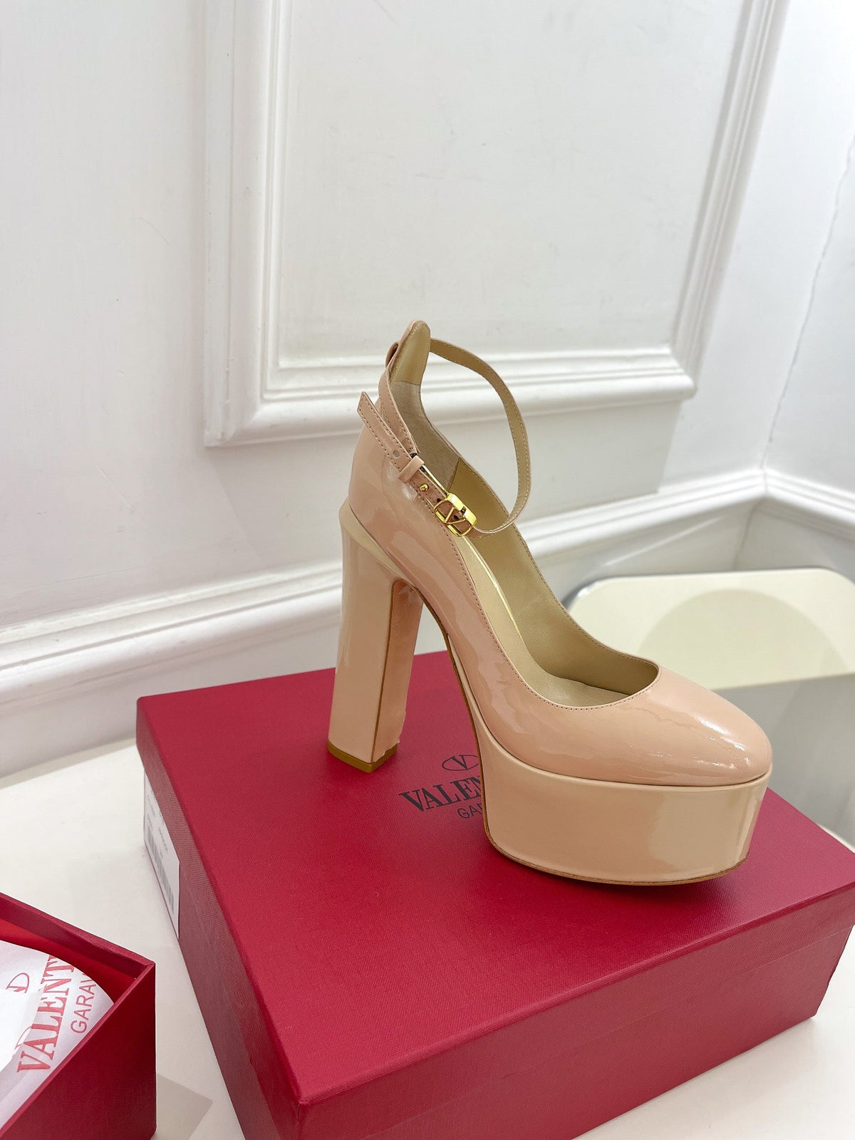 Valentino Tan-go Platform Patent Leather Sandal 155MM